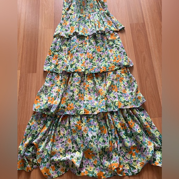 ASTR The Label Women's Midsummer Midi Dress Size S In Green Orange Floral - Picture 14 of 15